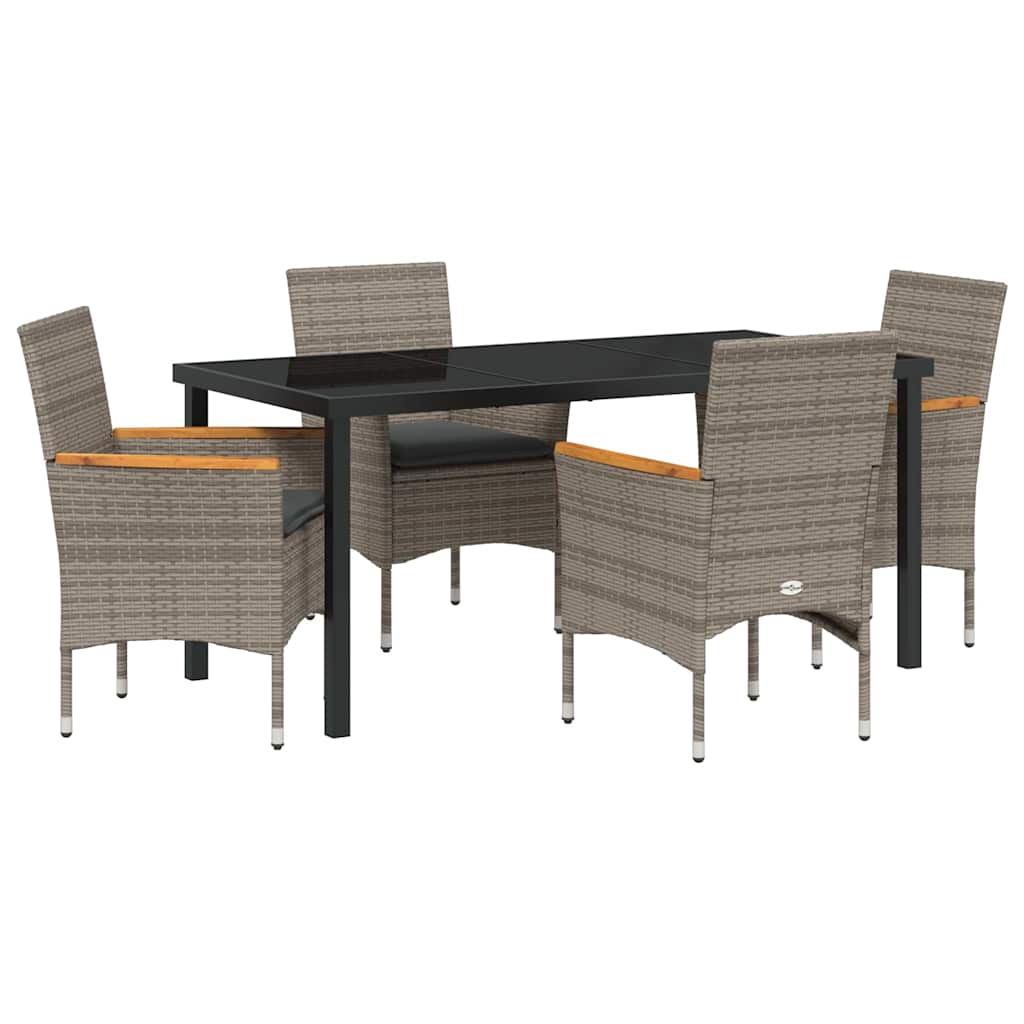 vidaXL Salon de jardin avec coussins 5 pcs Gris résine tressée