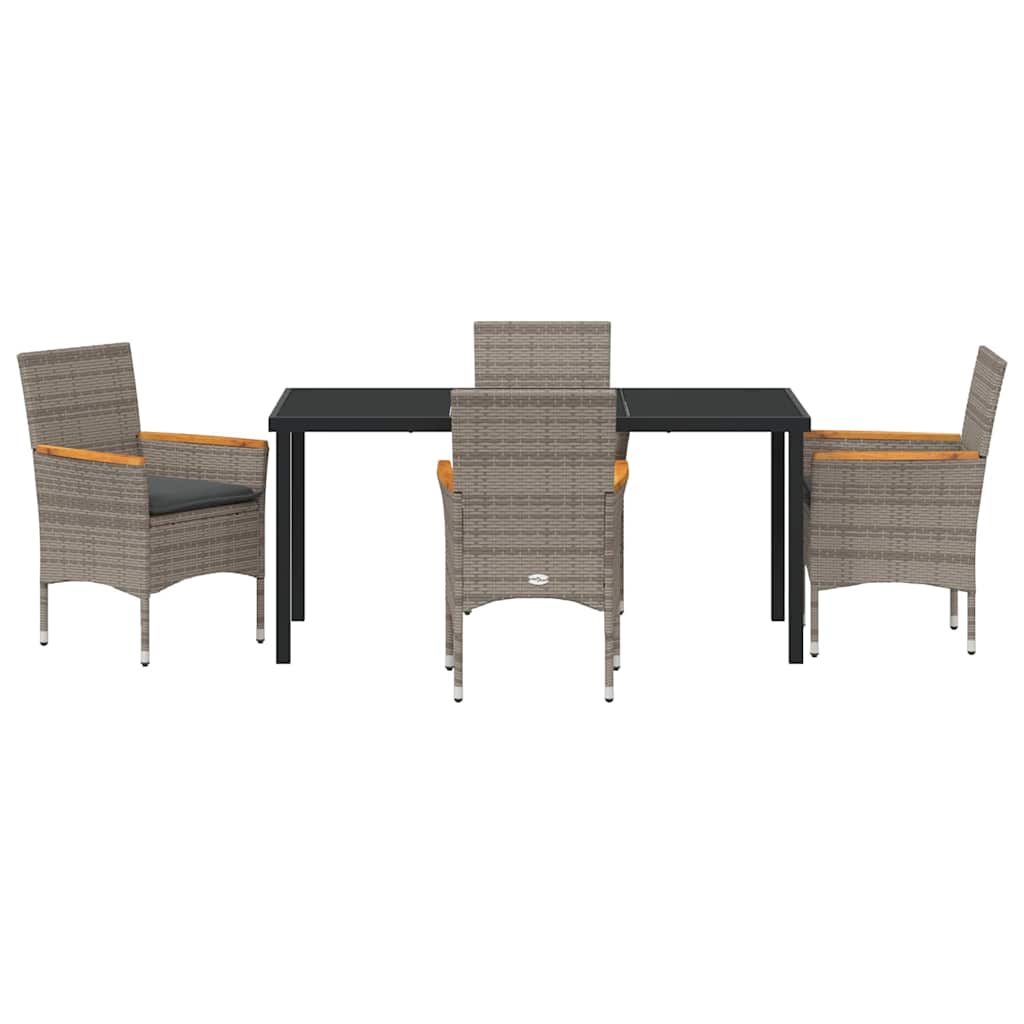 vidaXL Salon de jardin avec coussins 5 pcs Gris résine tressée