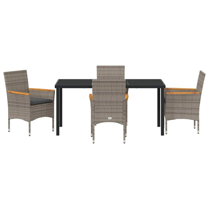vidaXL Salon de jardin avec coussins 5 pcs Gris résine tressée