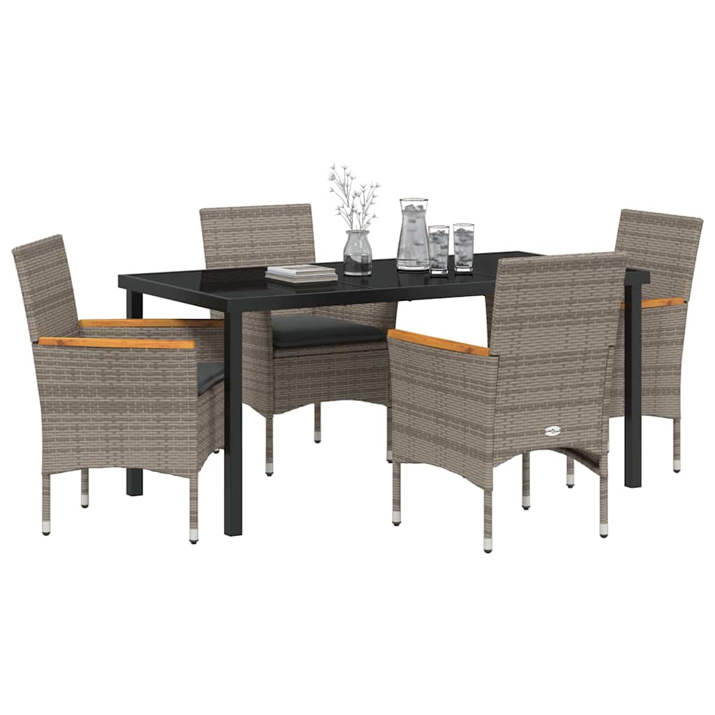 vidaXL Salon de jardin avec coussins 5 pcs Gris résine tressée