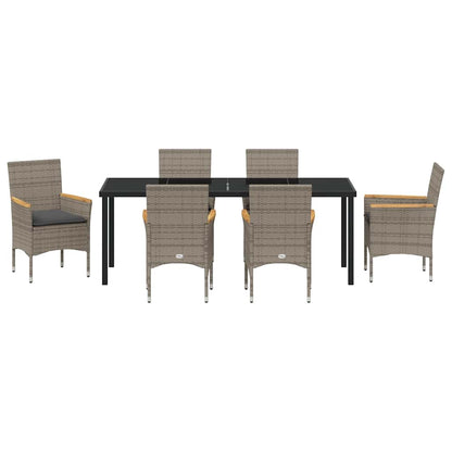 Garten Essgruppe mit Kissen 7 pcs Grau Poly-Rattan