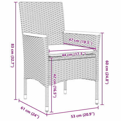 Garten Essgruppe mit Kissen 9 pcs Grau Poly-Rattan