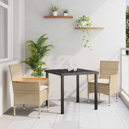 vidaXL Salon de jardin avec coussins 3 pcs Beige Résine tressée
