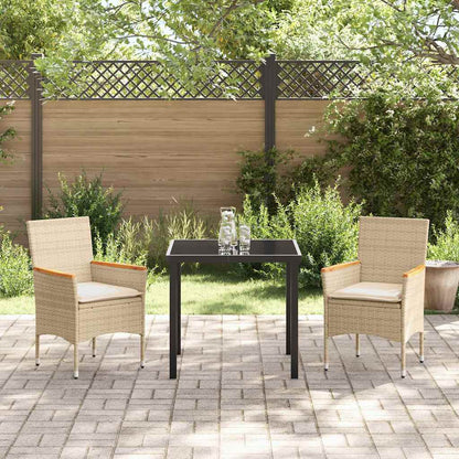 vidaXL Salon de jardin avec coussins 3 pcs Beige Résine tressée