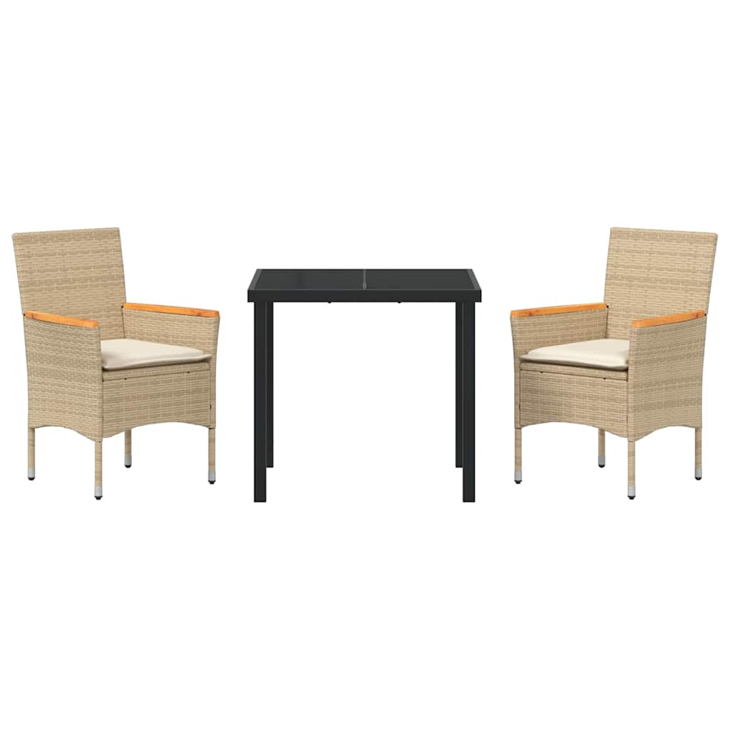 vidaXL Salon de jardin avec coussins 3 pcs Beige Résine tressée