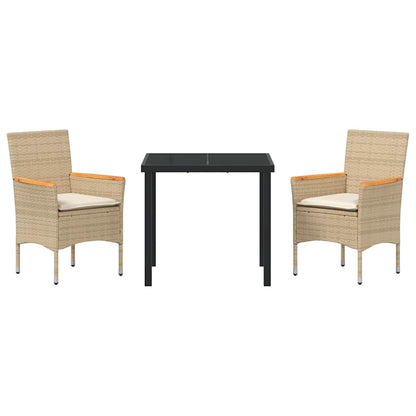 vidaXL Salon de jardin avec coussins 3 pcs Beige Résine tressée