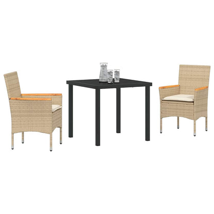vidaXL Salon de jardin avec coussins 3 pcs Beige Résine tressée