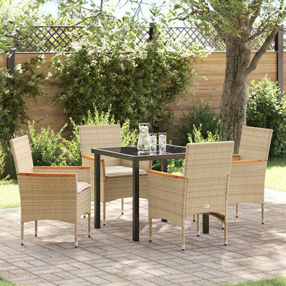 vidaXL Mobilier de jardin avec coussins 5 pcs Beige Résine tressée