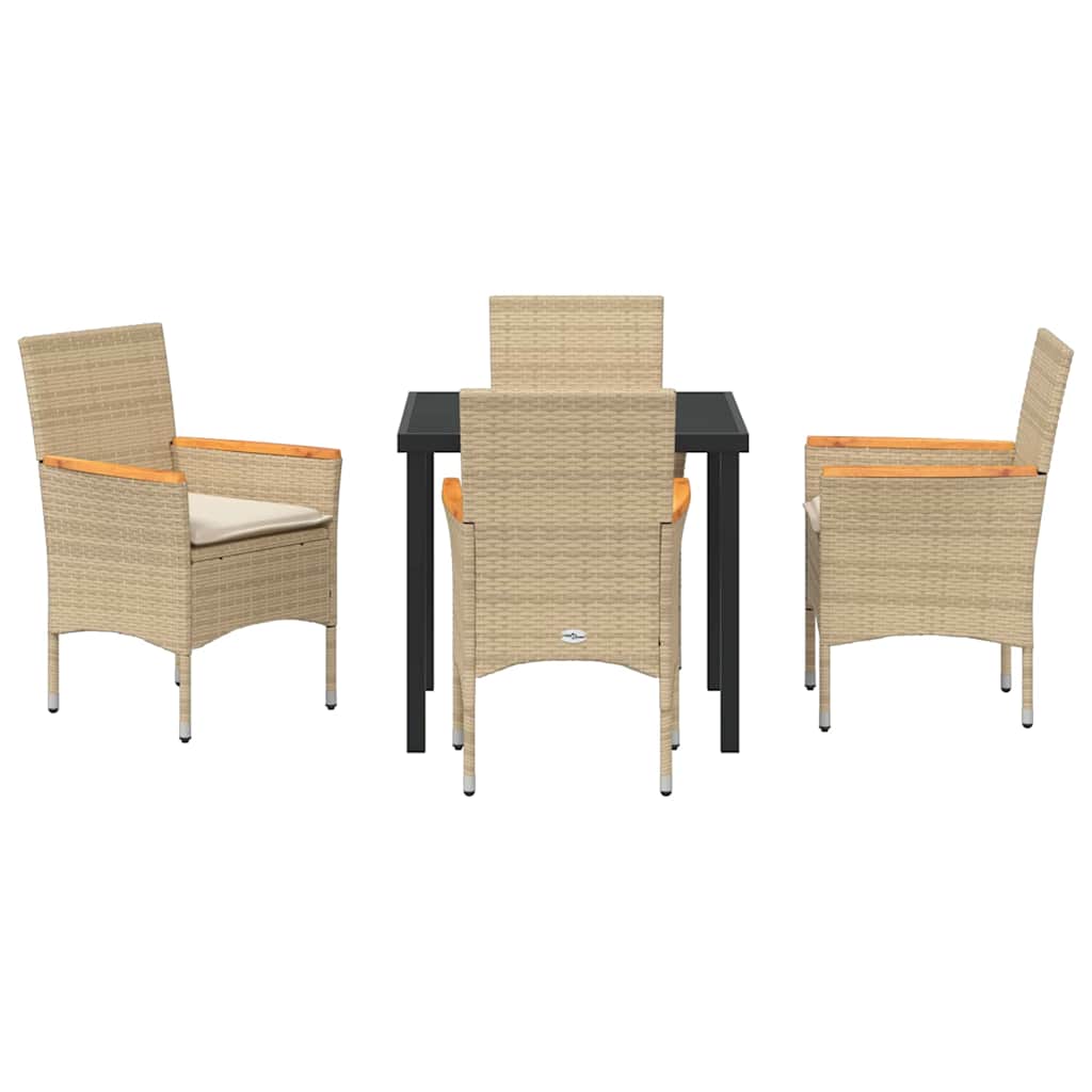 vidaXL Mobilier de jardin avec coussins 5 pcs Beige Résine tressée