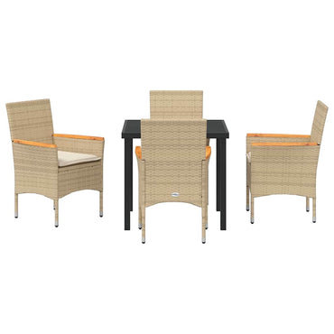 vidaXL Mobilier de jardin avec coussins 5 pcs Beige Résine tressée