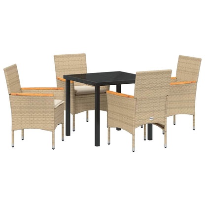 vidaXL Mobilier de jardin avec coussins 5 pcs Beige Résine tressée