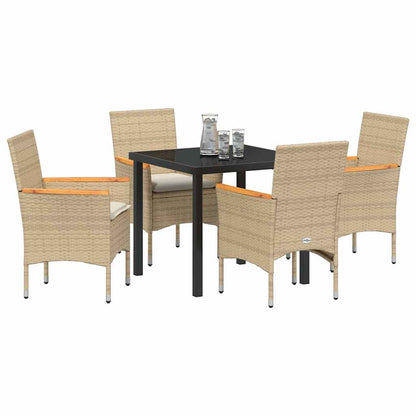 vidaXL Mobilier de jardin avec coussins 5 pcs Beige Résine tressée