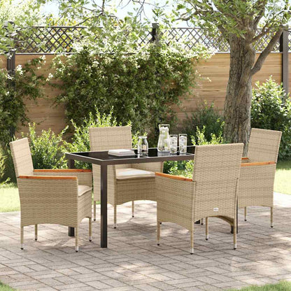 vidaXL Mobilier de jardin avec coussins 5 pcs Beige Résine tressée