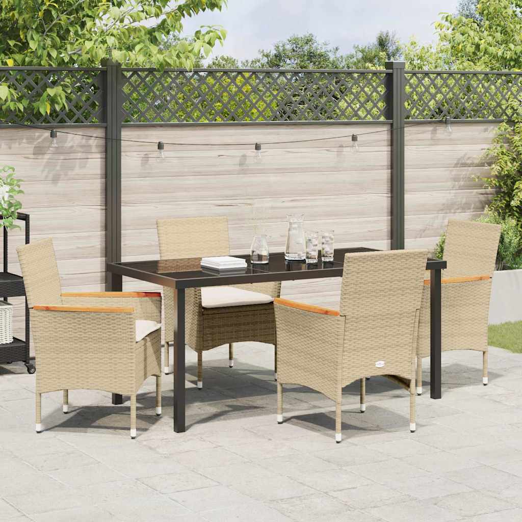 vidaXL Mobilier de jardin avec coussins 5 pcs Beige Résine tressée