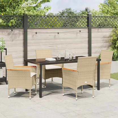 vidaXL Mobilier de jardin avec coussins 5 pcs Beige Résine tressée