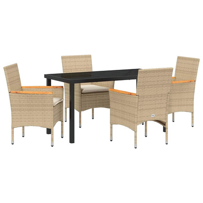 vidaXL Mobilier de jardin avec coussins 5 pcs Beige Résine tressée
