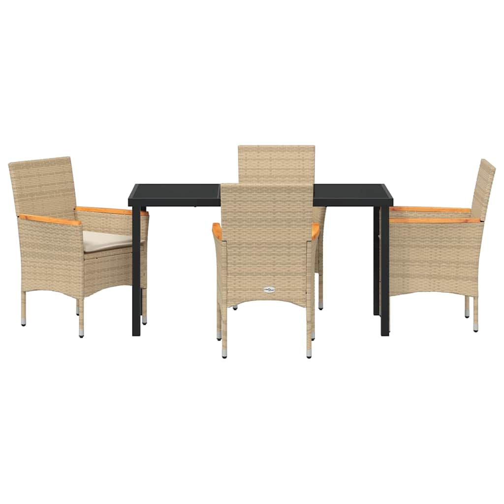 vidaXL Mobilier de jardin avec coussins 5 pcs Beige Résine tressée