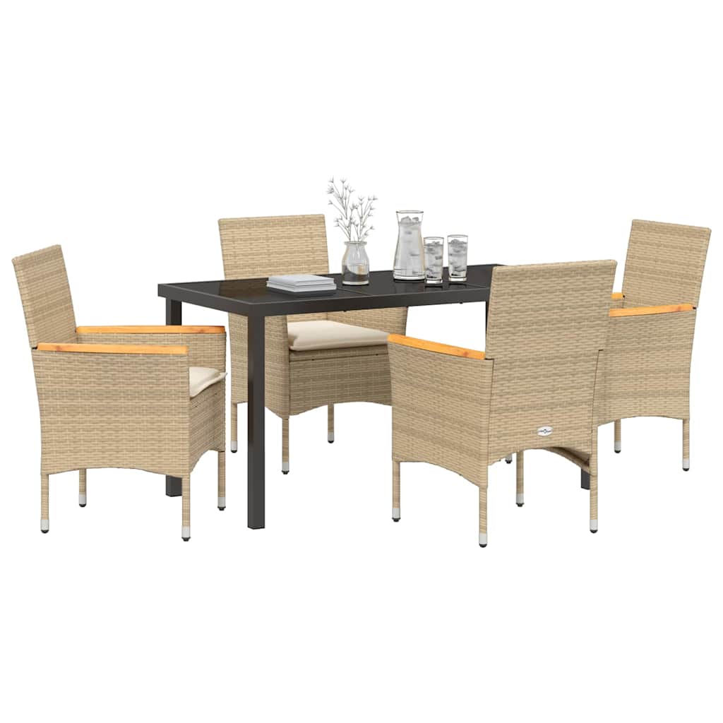 vidaXL Mobilier de jardin avec coussins 5 pcs Beige Résine tressée