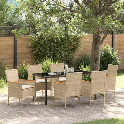 vidaXL Salle à manger de jardin avec coussins 7 pcs Beige résine tressée