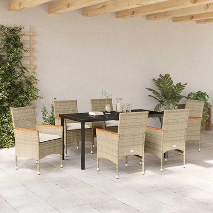 vidaXL Salle à manger de jardin avec coussins 7 pcs Beige résine tressée