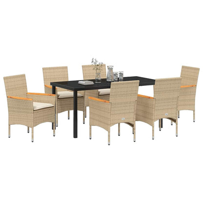 vidaXL Salle à manger de jardin avec coussins 7 pcs Beige résine tressée