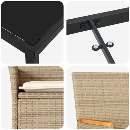 vidaXL Salle à manger de jardin avec coussins 7 pcs Beige résine tressée