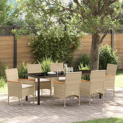 vidaXL Salle à manger de jardin avec coussins 7 pcs Beige résine tressée