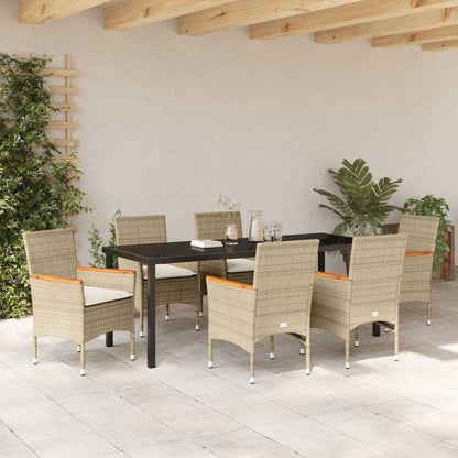 vidaXL Salle à manger de jardin avec coussins 7 pcs Beige résine tressée