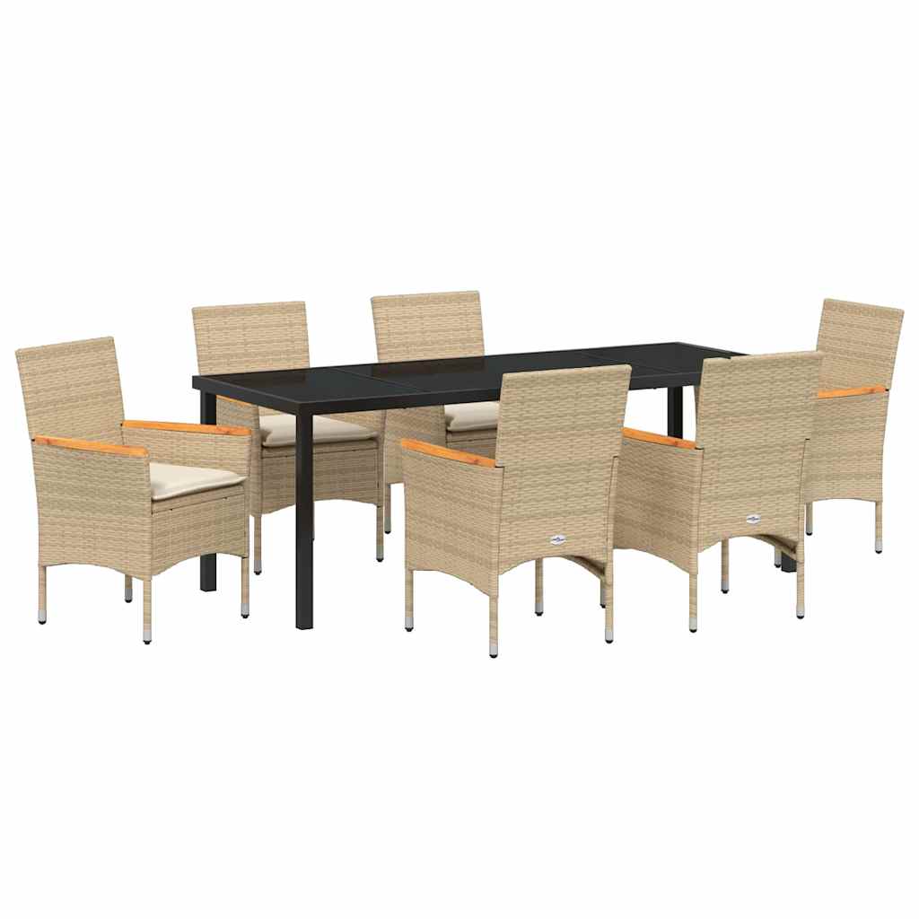 vidaXL Salle à manger de jardin avec coussins 7 pcs Beige résine tressée