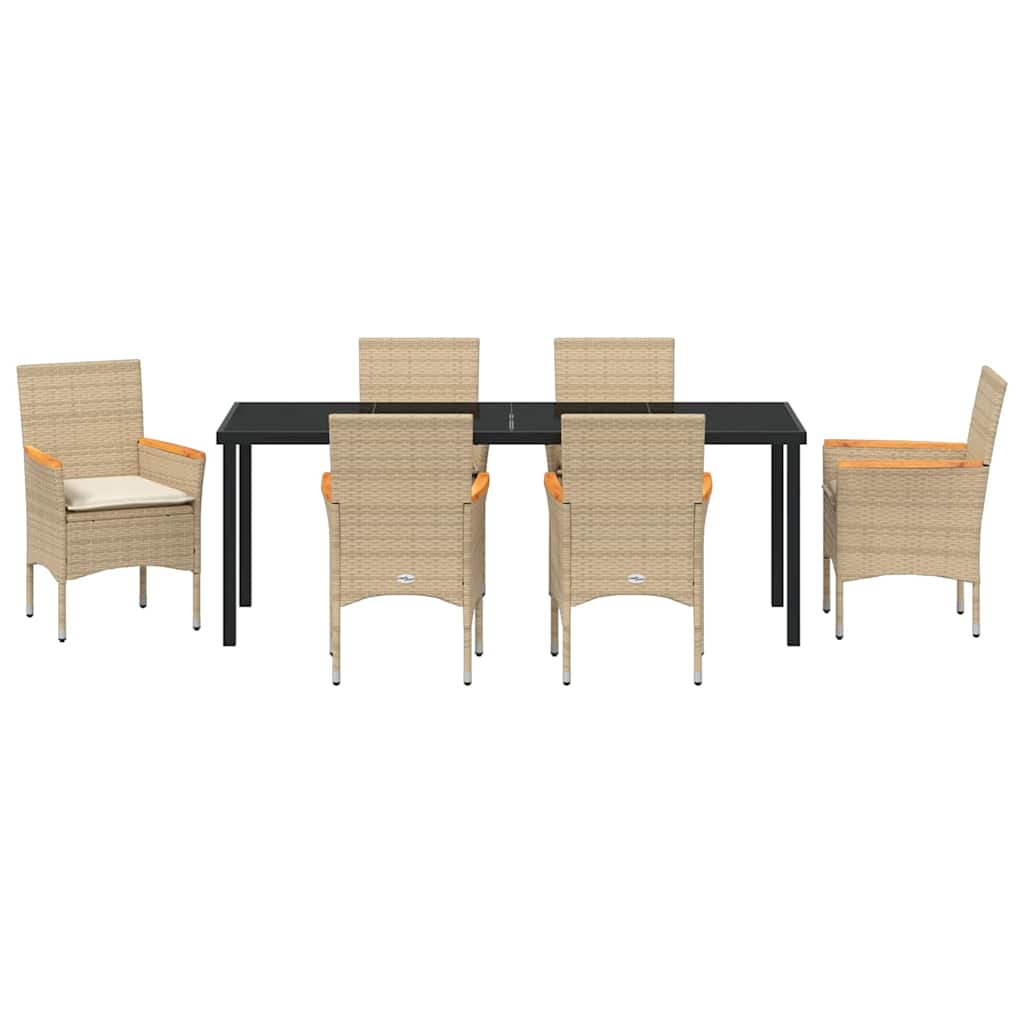 vidaXL Salle à manger de jardin avec coussins 7 pcs Beige résine tressée