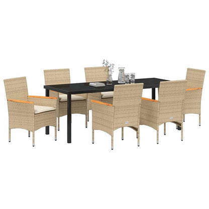 vidaXL Salle à manger de jardin avec coussins 7 pcs Beige résine tressée