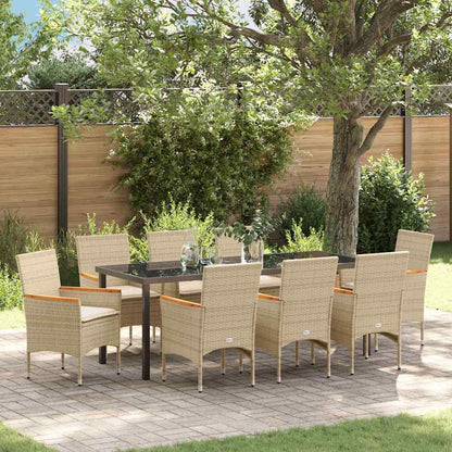 Garten Essgruppe mit Kissen 9 pcs Beige Poly-Rattan
