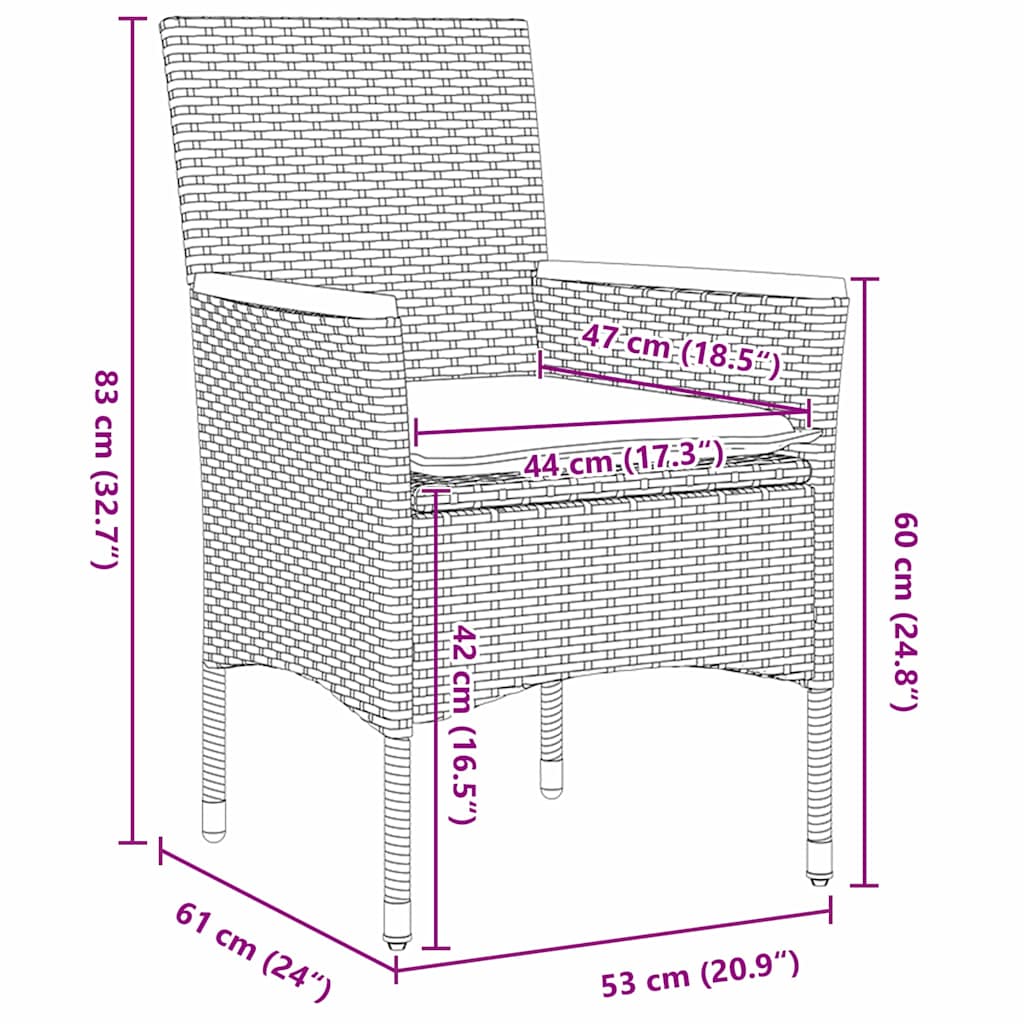 Garten Essgruppe mit Kissen 9 pcs Beige Poly-Rattan