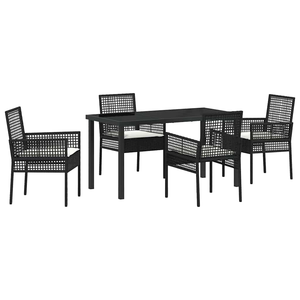 Garten Essgruppe mit Kissen 5 pcs Schwarz Poly-Rattan