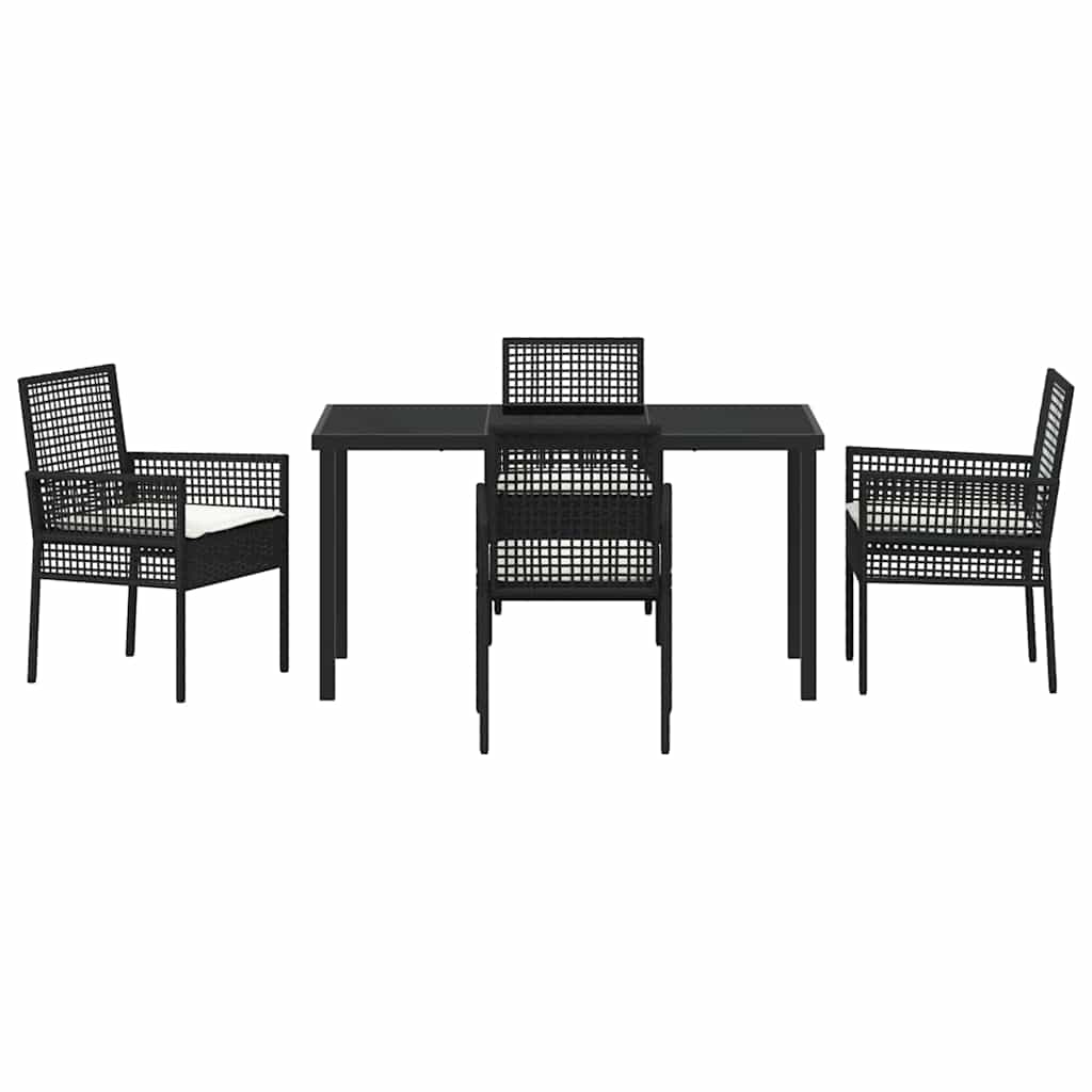 Garten Essgruppe mit Kissen 5 pcs Schwarz Poly-Rattan