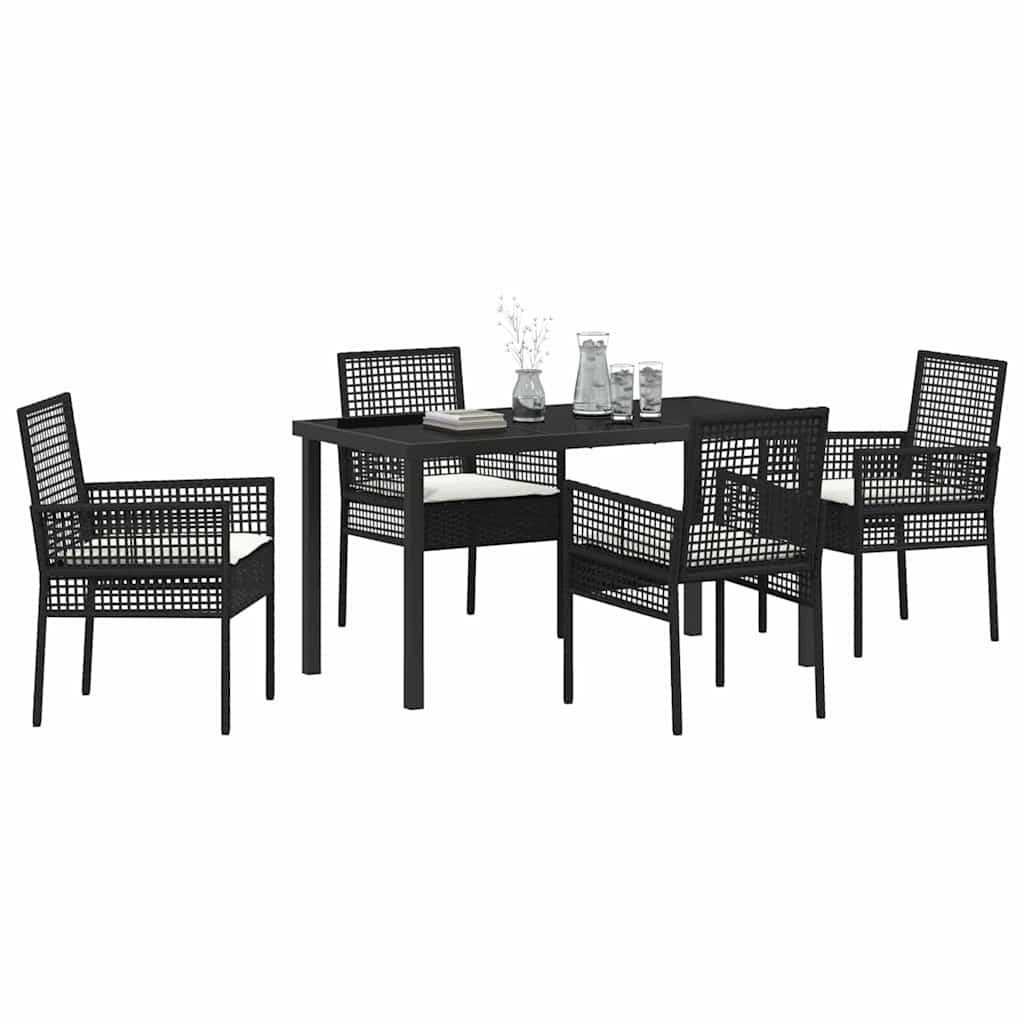 Garten Essgruppe mit Kissen 5 pcs Schwarz Poly-Rattan