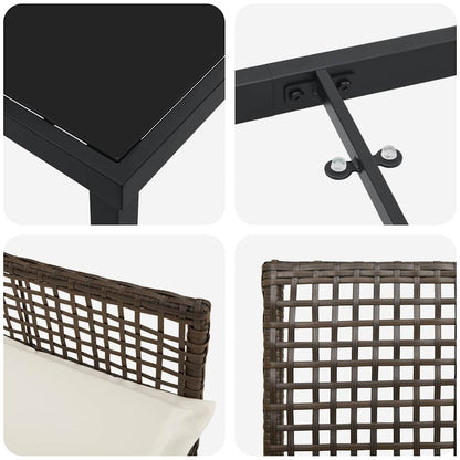 Garten Essgruppe mit Kissen 9 pcs Braun Poly-Rattan