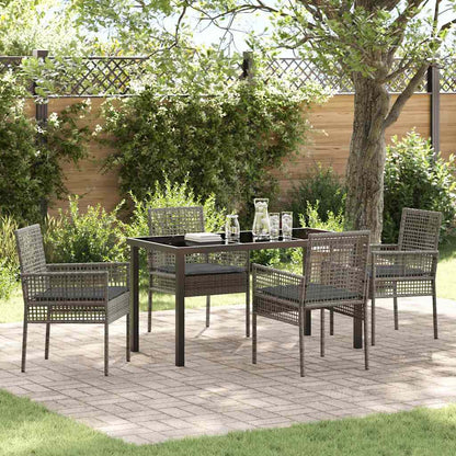 Garten Essgruppe mit Kissen 5 pcs Grau Poly-Rattan