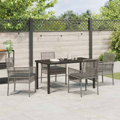 Garten Essgruppe mit Kissen 5 pcs Grau Poly-Rattan
