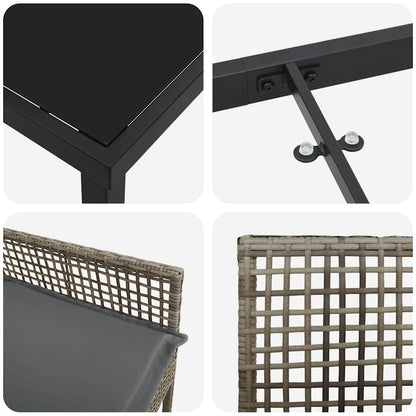 Garten Essgruppe mit Kissen 9 pcs Grau Poly-Rattan