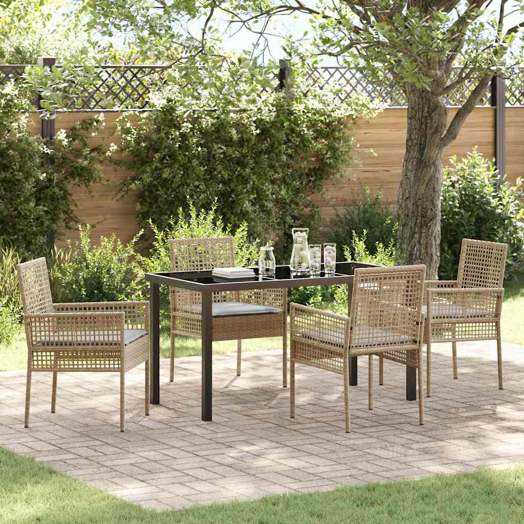 Garten Essgruppe mit Kissen 5 pcs Beige Poly-Rattan