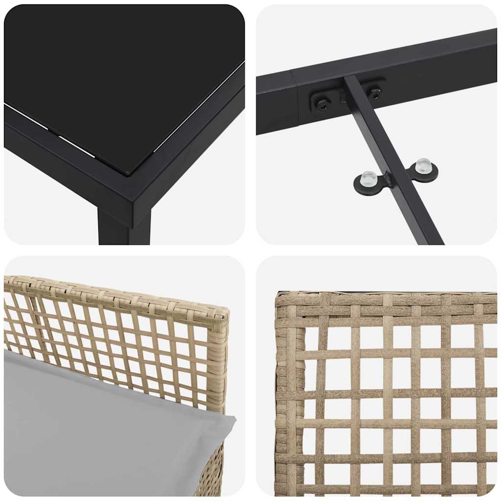 Garten Essgruppe mit Kissen 7 pcs Beige Poly-Rattan