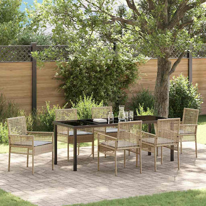 Garten Essgruppe mit Kissen 7 pcs Beige Poly-Rattan