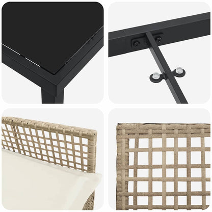 Garten Essgruppe mit Kissen 5 pcs Beige Poly-Rattan