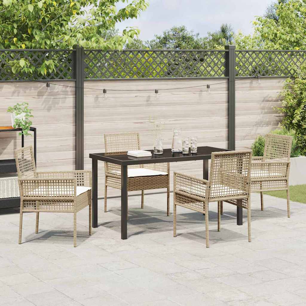 Garten Essgruppe mit Kissen 5 pcs Beige Poly-Rattan