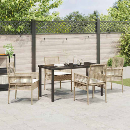 Garten Essgruppe mit Kissen 5 pcs Beige Poly-Rattan