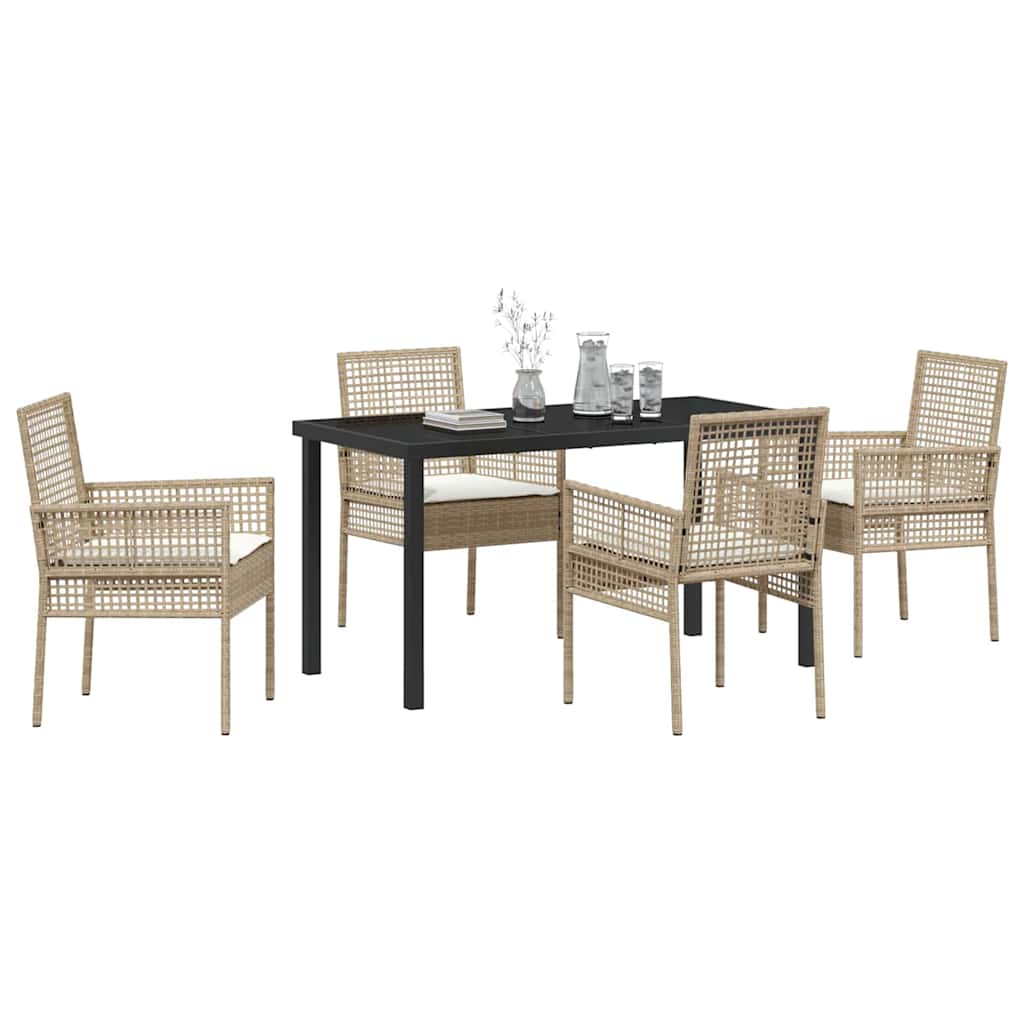 Garten Essgruppe mit Kissen 5 pcs Beige Poly-Rattan
