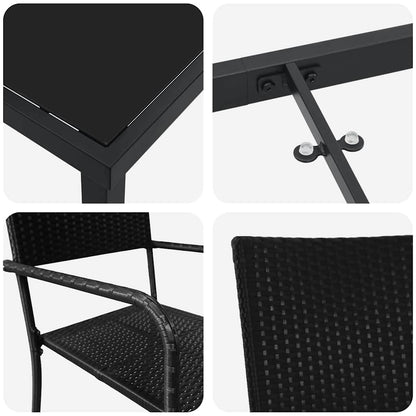 vidaXL Garten Essgruppe mit Kissen 5 pcs Schwarz Poly-Rattan