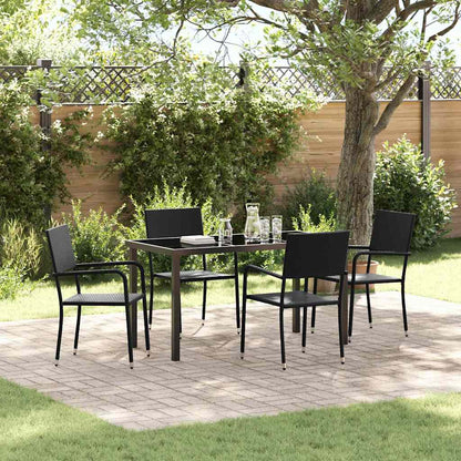 vidaXL Garten Essgruppe mit Kissen 5 pcs Schwarz Poly-Rattan