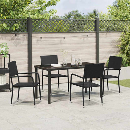 vidaXL Garten Essgruppe mit Kissen 5 pcs Schwarz Poly-Rattan
